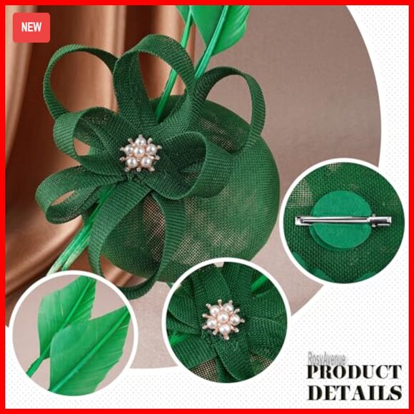 Feather Derby Fascinator Hat with Hair Clip for Tea Parties & Weddings main image 7